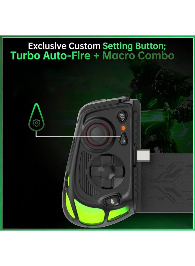 Gamwing Classic Stretch Gamepad Gamwing AB05 Type-C Mobile Gaming Controller Support Systems Android, iOS, Stretched Length:4.8inch~8.7inch, 131g Lightweight, Dual Hall Effect Joysticks, Zero Drift, No Slip, Dual-Mode Hall Triggers Linear, Customizable RGB Lighting, Charging pass-through supports playing while charging. - Image 4