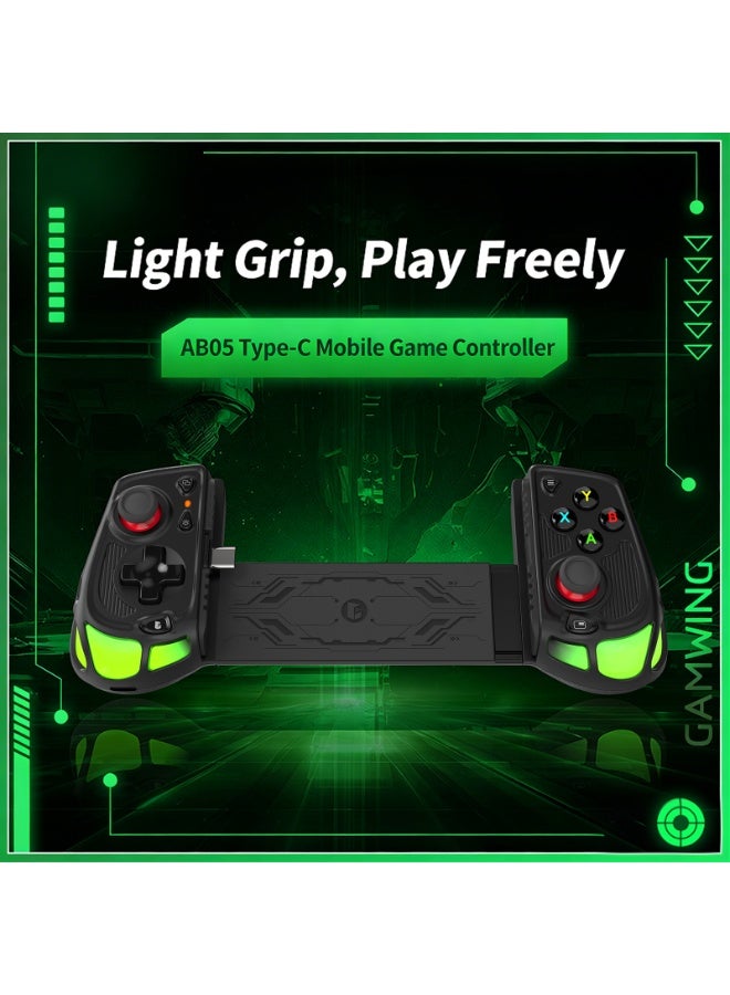 Gamwing Classic Stretch Gamepad Gamwing AB05 Type-C Mobile Gaming Controller Support Systems Android, iOS, Stretched Length:4.8inch~8.7inch, 131g Lightweight, Dual Hall Effect Joysticks, Zero Drift, No Slip, Dual-Mode Hall Triggers Linear, Customizable RGB Lighting, Charging pass-through supports playing while charging. - Image 3
