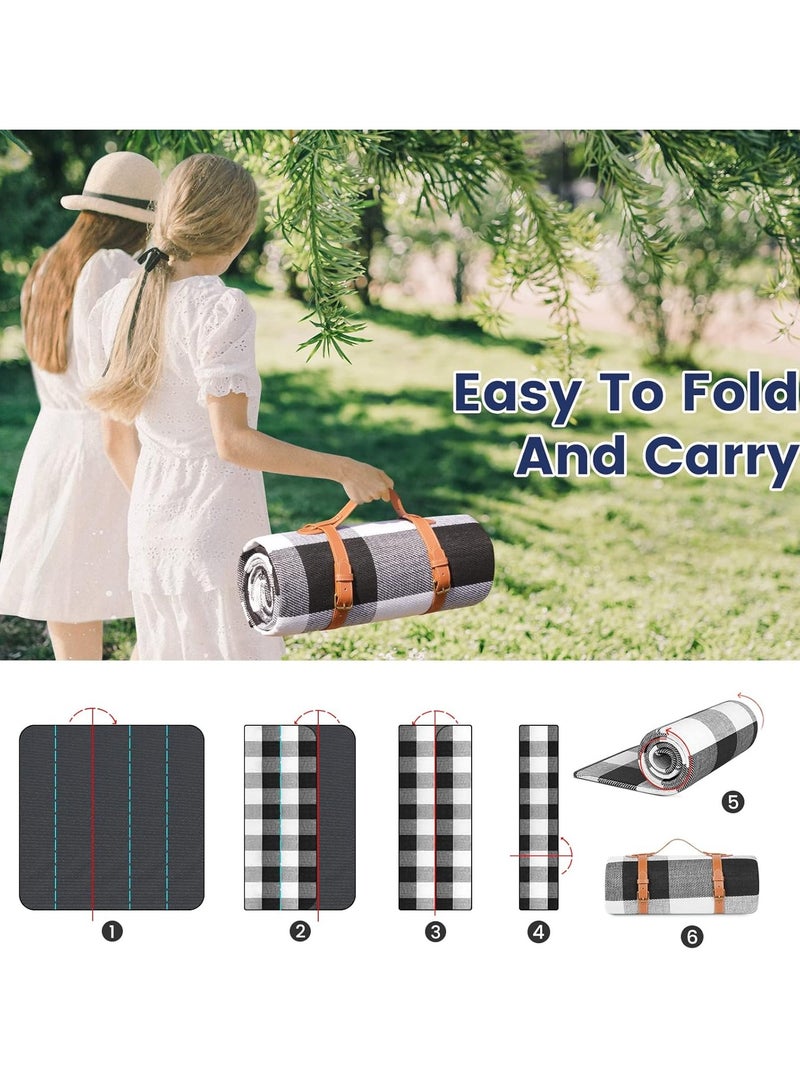 Generic 80”x 80” Picnic Blanket Extra Large, Waterproof and Foldable Beach Blanket, 3-Layer Outdoor Blanket for 6 to 8 Adults, for Camping, Park, Beach, Grass, Indoors…  - Image 2