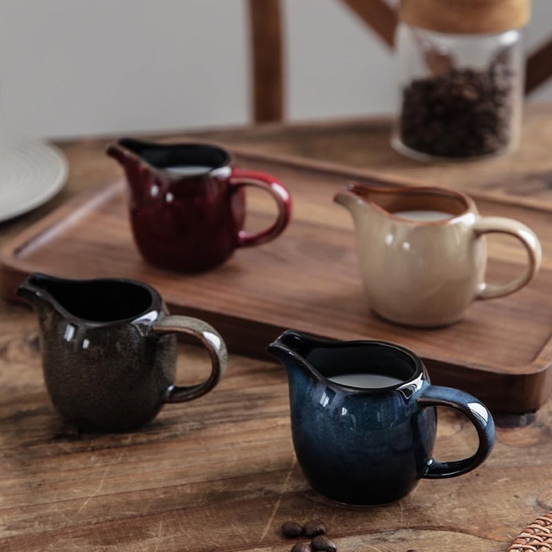 LINWIN 4 Pack 3 Oz Small Creamer Pitcher, Creamer Cup with Handle, Ceramic Milk Jug for Coffee Milk Sauces Salad, Freezer Safe & Microwave - Image 2