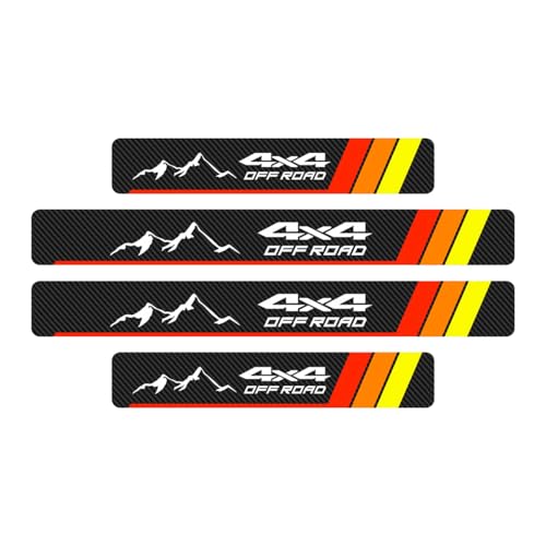 ZIMISI 4PCS TriColor Door Sill Protectors AntiScratch Carbon Fiber Entry Step Guard Sticker Decal Universal Car FrontRear Door Threshold Protection Stripe for Most Vehicles Tricolor Off Road - Image 1
