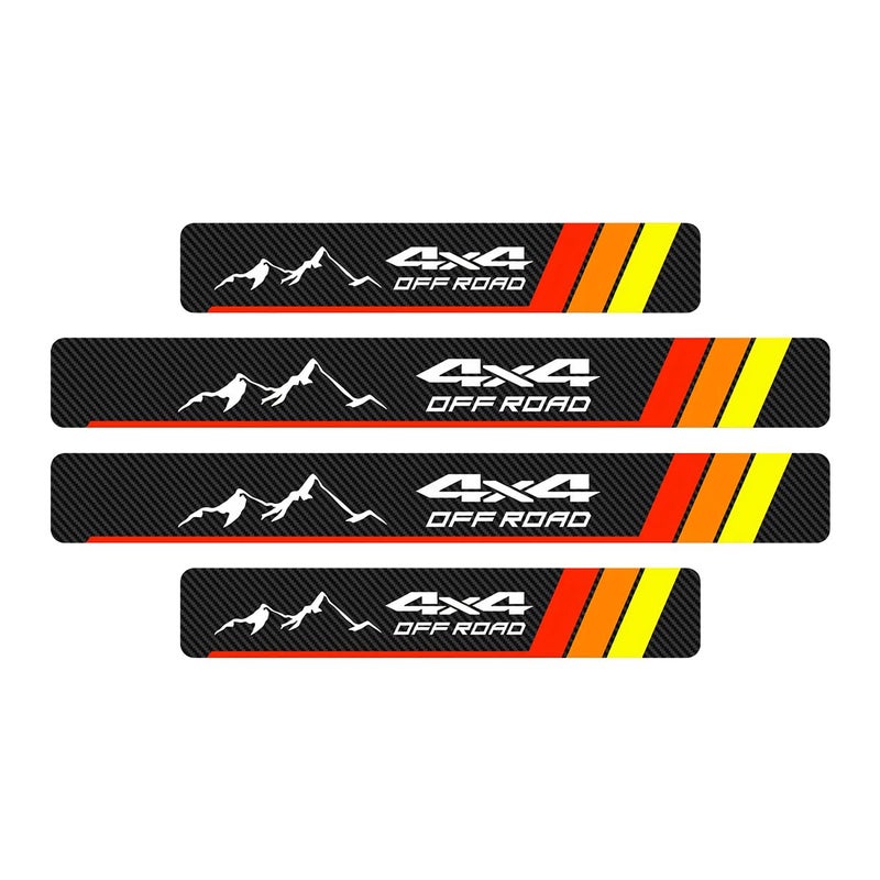 ZIMISI 4PCS TriColor Door Sill Protectors AntiScratch Carbon Fiber Entry Step Guard Sticker Decal Universal Car FrontRear Door Threshold Protection Stripe for Most Vehicles Tricolor Off Road - Image 3