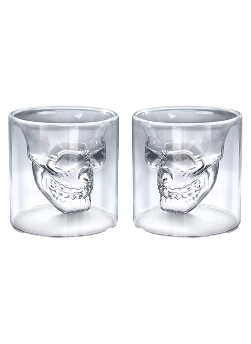 Double Layer Crystal Skull Head Glass 250 ML Set Of 2