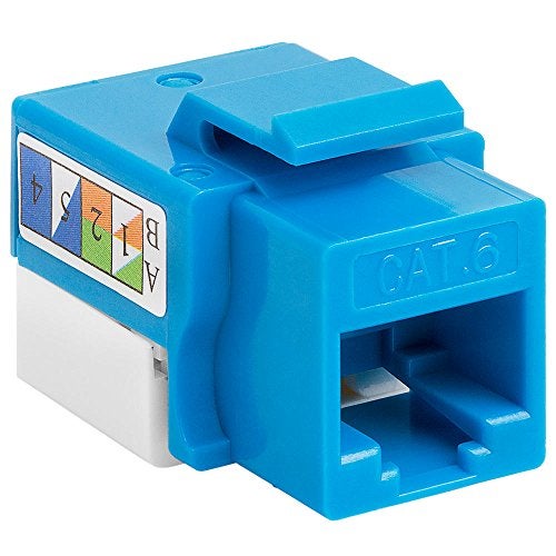 Cmple - RJ45 Keystone Jack 90 Degree Cat6 Keystone Jack Insert Punch Down RJ45 Connectors Female for Wall Plates, Patch Panels, Patch Cables, Ethernet Cables - Blue - Image 3