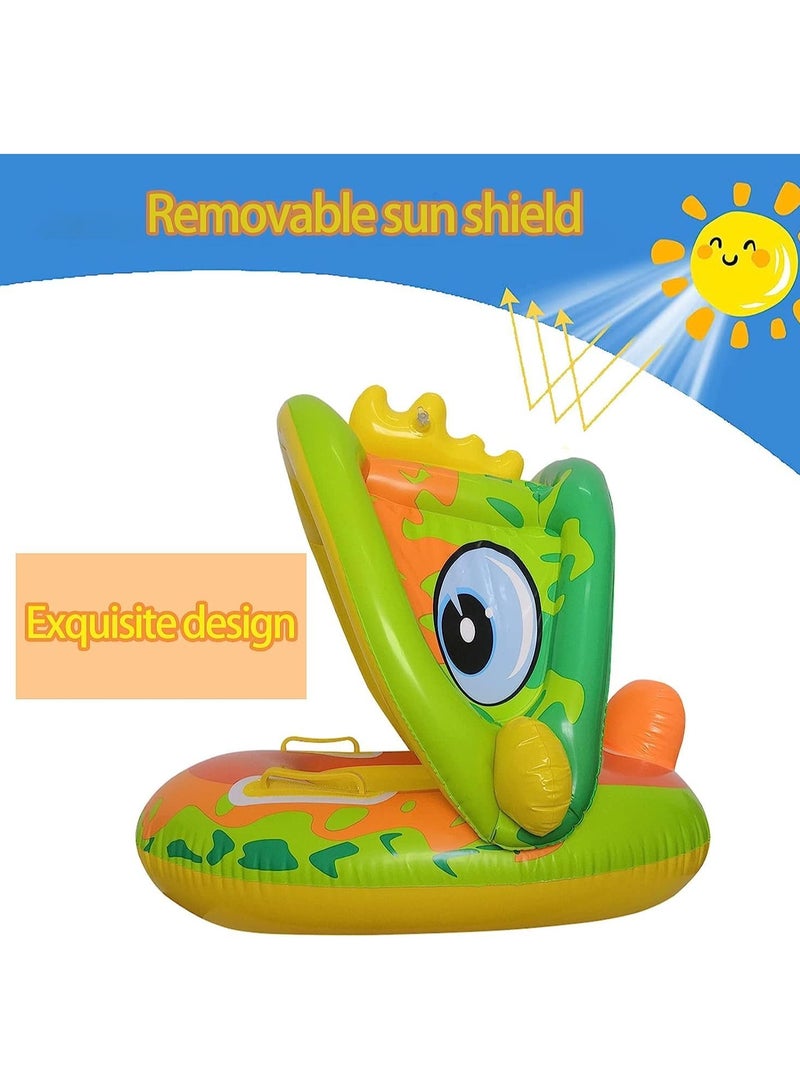 VUCATIN Baby Pool Float with Canopy Inflatable Baby Swimming Ring with Sunshade Infant Swim Pool Boat for Outdoor Activity Summer Water Toys for Kids Toddlers Girls Boys (Green) - Image 2