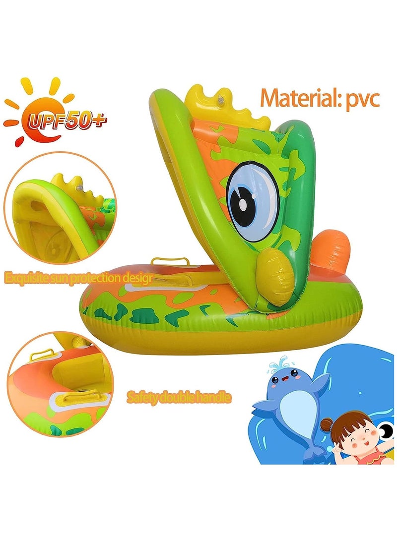VUCATIN Baby Pool Float with Canopy Inflatable Baby Swimming Ring with Sunshade Infant Swim Pool Boat for Outdoor Activity Summer Water Toys for Kids Toddlers Girls Boys (Green) - Image 4