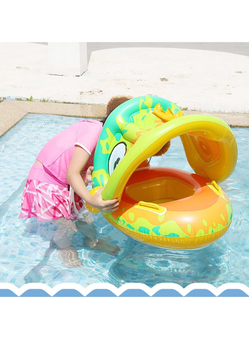 VUCATIN Baby Pool Float with Canopy Inflatable Baby Swimming Ring with Sunshade Infant Swim Pool Boat for Outdoor Activity Summer Water Toys for Kids Toddlers Girls Boys (Green) - Image 5