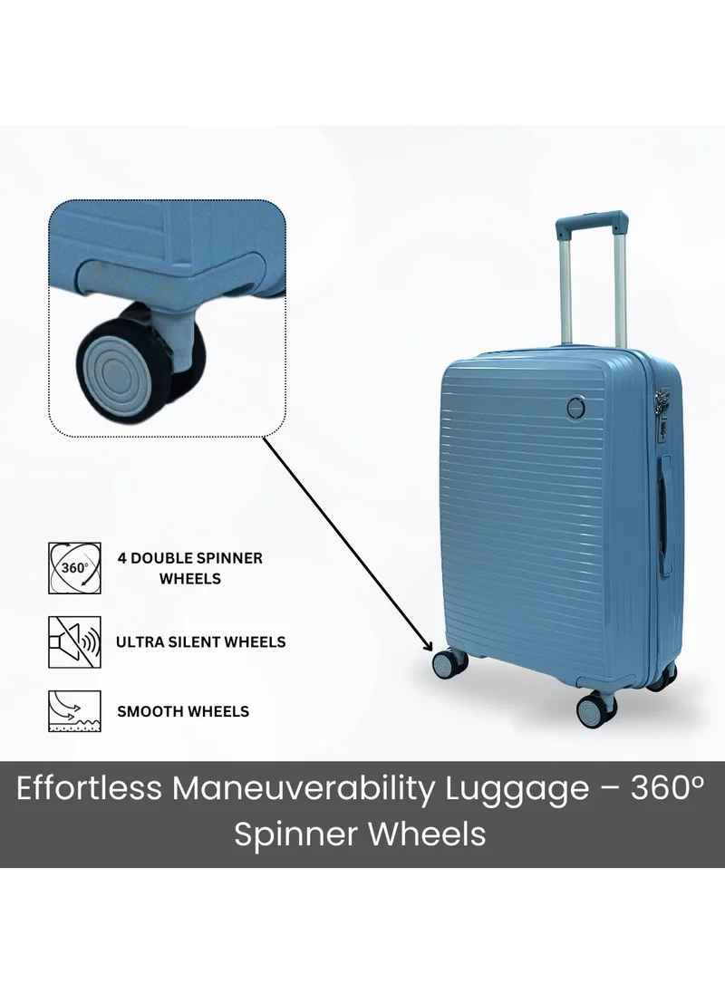 جيوردانو Giordano Pathfinder PP Hardcase Unbreakable Carry-On Small Travel Luggage, Durable Lightweight 4 Double Wheels Smooth Rolling 20" Suitcase, Secure Lock Travel Sky Blue.