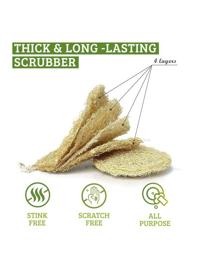 Miw Piw Natural Loofah Dish Sponge Pack 3 Vegetable Scrubber for Kitchen -100% Biodegradable Compostable Dishwashing Scouring Pad Zero Waste Plastic Free Eco Friendly Sustainable - Image 3