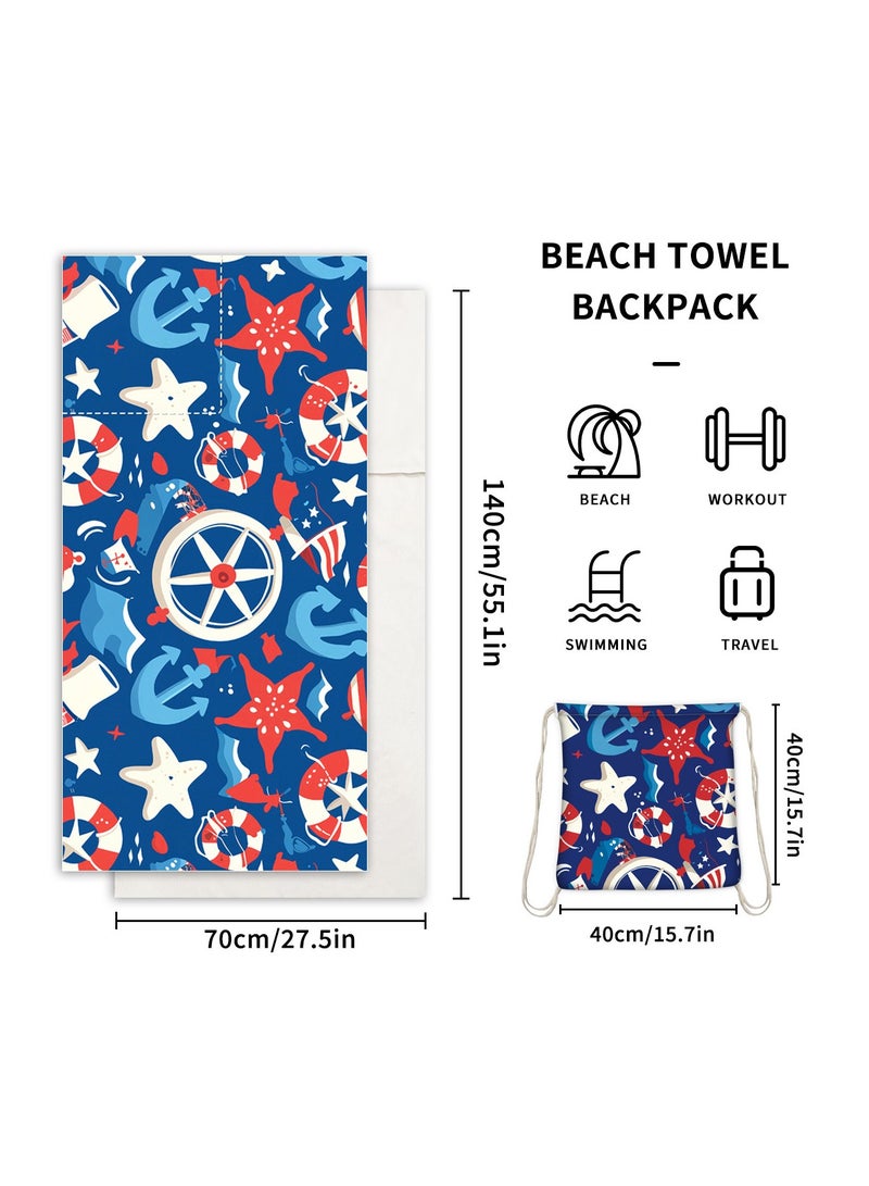 general Creative 2-in-1 Beach Towel, Foldable Printed Beach Towel with Storage Bag Function - Image 2