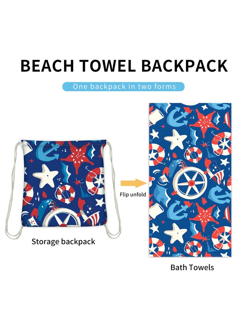 general Creative 2-in-1 Beach Towel, Foldable Printed Beach Towel with Storage Bag Function - Image 3