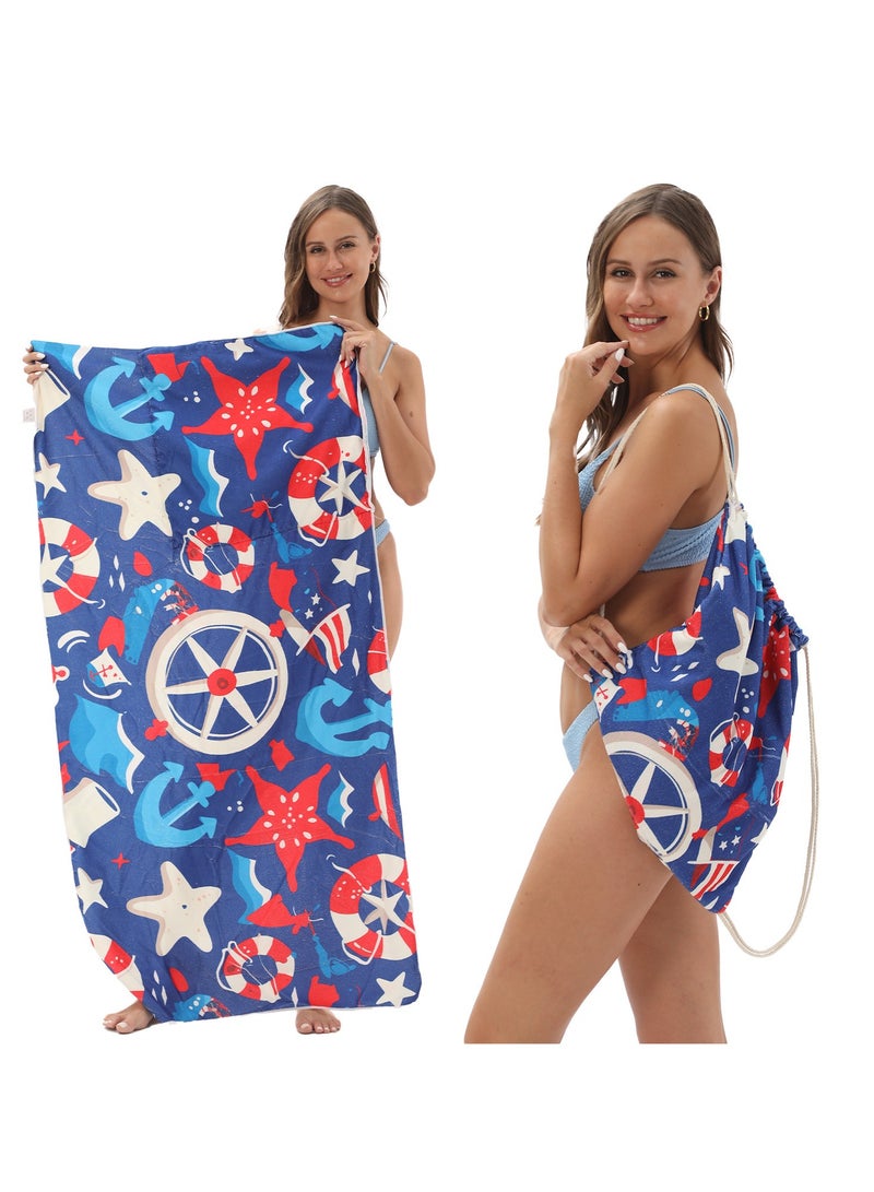 general Creative 2-in-1 Beach Towel, Foldable Printed Beach Towel with Storage Bag Function - Image 4