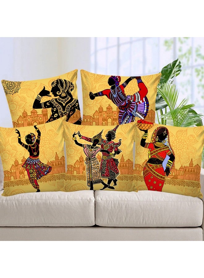 AEROHAVEN™ Set of 5 Ethnic Hand Made Jute Throw/Pillow Cushion Covers - CC182 - (16 x 16 Inch) - Image 1