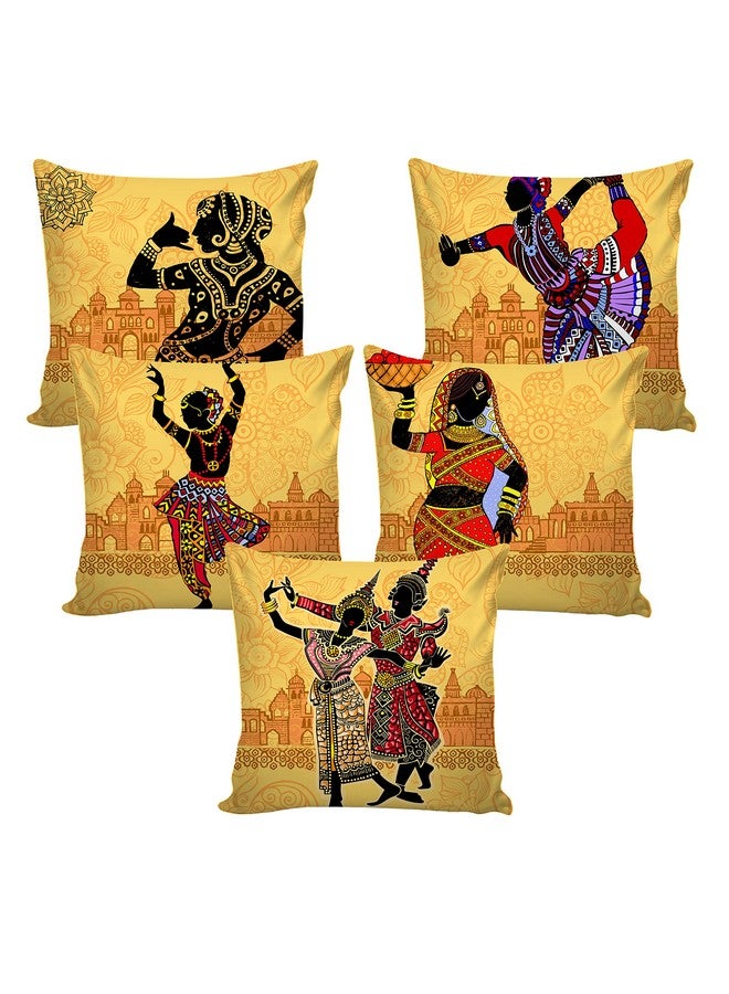 AEROHAVEN™ Set of 5 Ethnic Hand Made Jute Throw/Pillow Cushion Covers - CC182 - (16 x 16 Inch) - Image 2