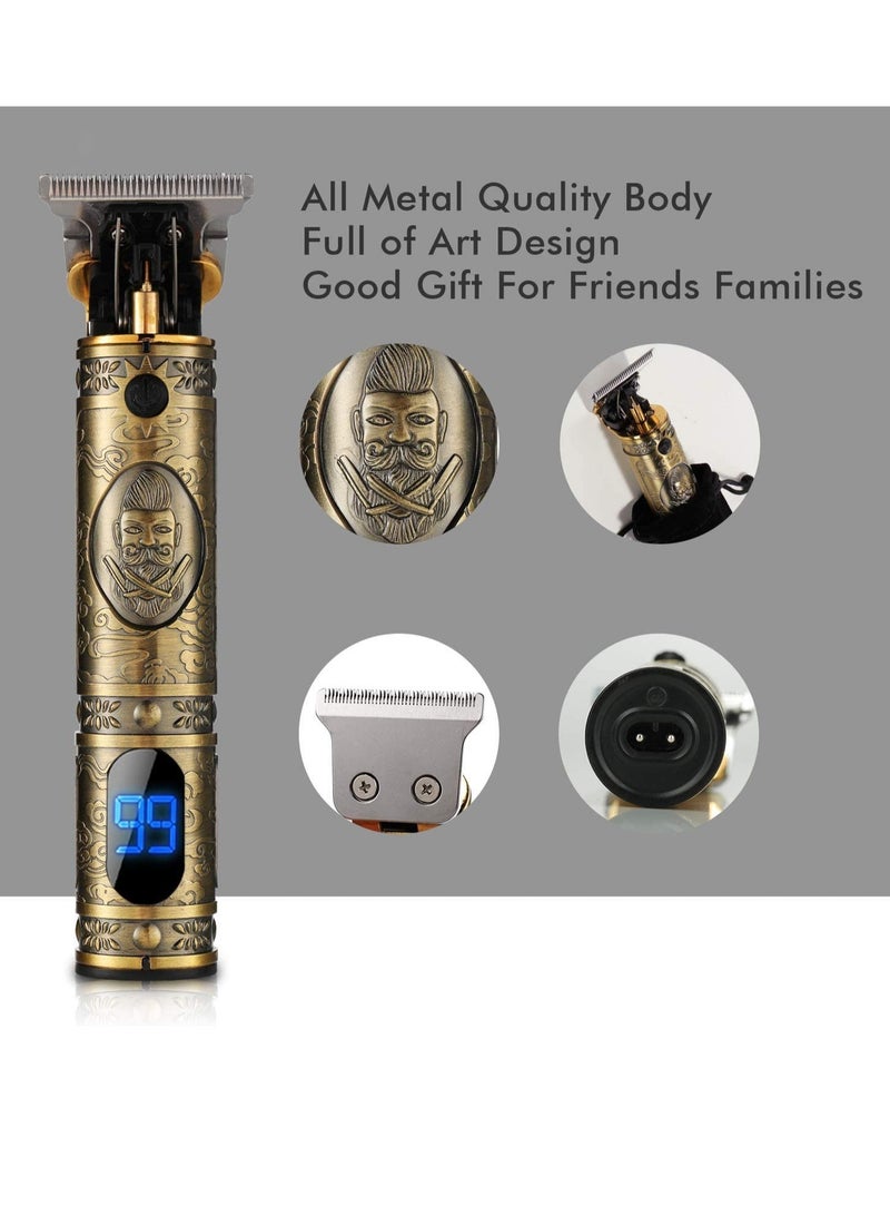 ELTRAZONE Upgraded Hair Trimmer Beard Clippers for Men Professional USB Electric Hair Clippers for Hair Cutting T Blade Gold Trimmers Pro Li Cordless Outliner Zero Gaped Rechargeable Retro Trimmer LED Display - Image 2