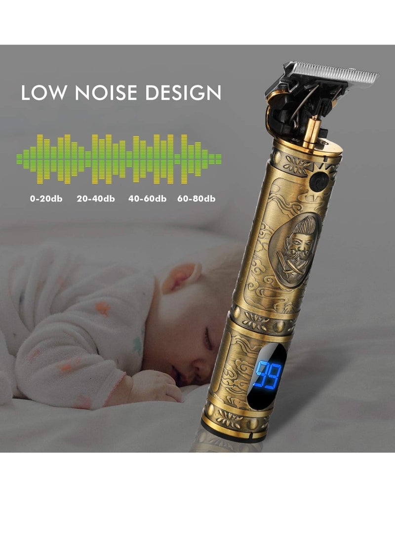 ELTRAZONE Upgraded Hair Trimmer Beard Clippers for Men Professional USB Electric Hair Clippers for Hair Cutting T Blade Gold Trimmers Pro Li Cordless Outliner Zero Gaped Rechargeable Retro Trimmer LED Display - Image 5