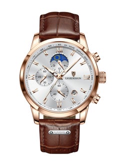 Brown strap silver dial