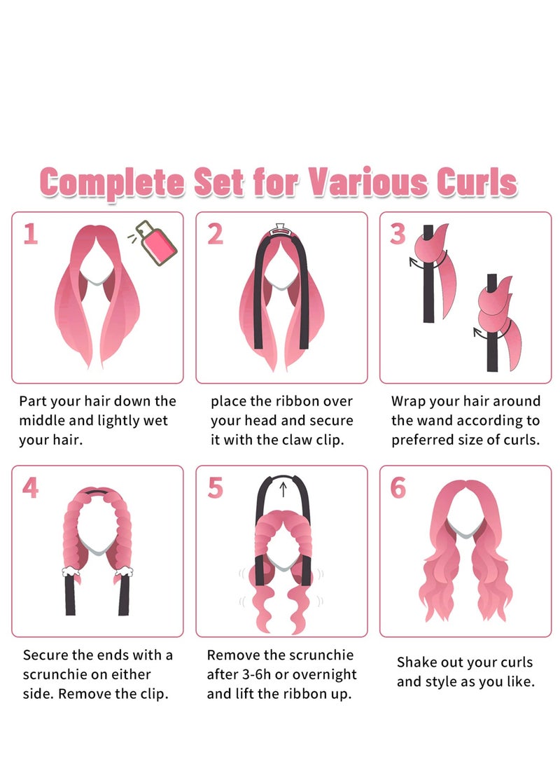 SYOSI Healtless Hair Curlers for Long Hair, No Heat Curl Ribbon Design with Hair Clips and Scrunchie, Overnight Silk Heatless Curls Headband, Soft Heatless Curling Rod Headband for Natural Hair (Leo) - Image 5
