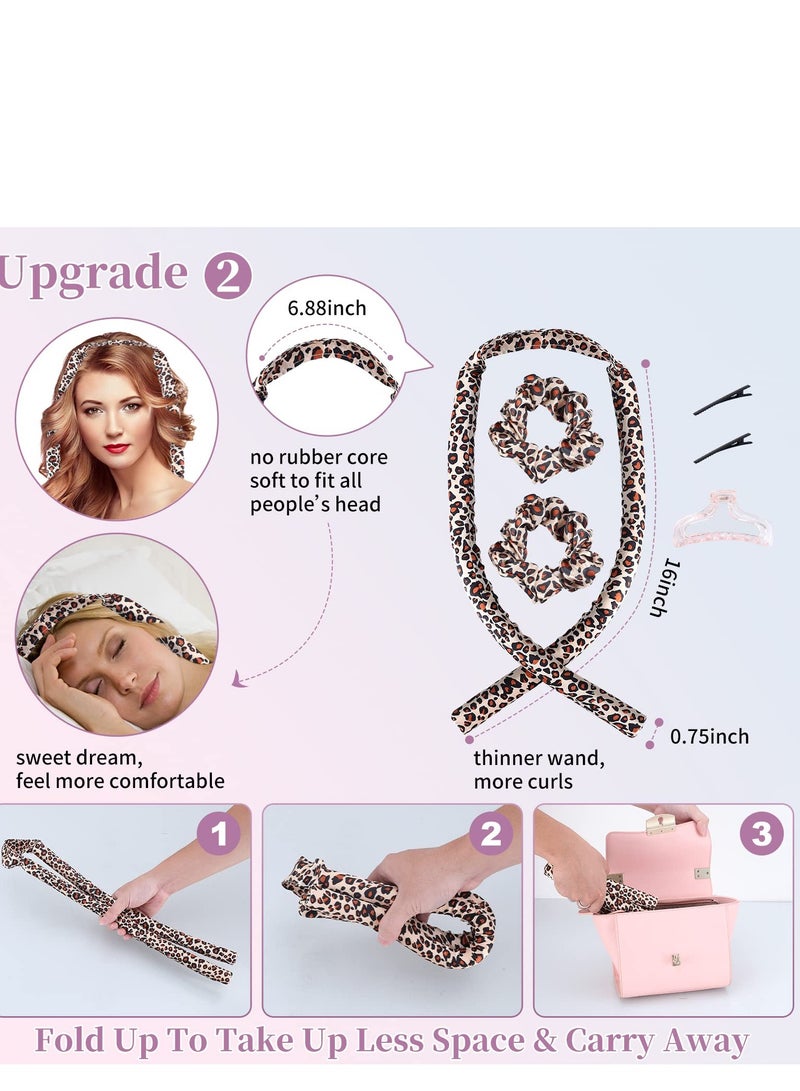 SYOSI Healtless Hair Curlers for Long Hair, No Heat Curl Ribbon Design with Hair Clips and Scrunchie, Overnight Silk Heatless Curls Headband, Soft Heatless Curling Rod Headband for Natural Hair (Leo) - Image 3
