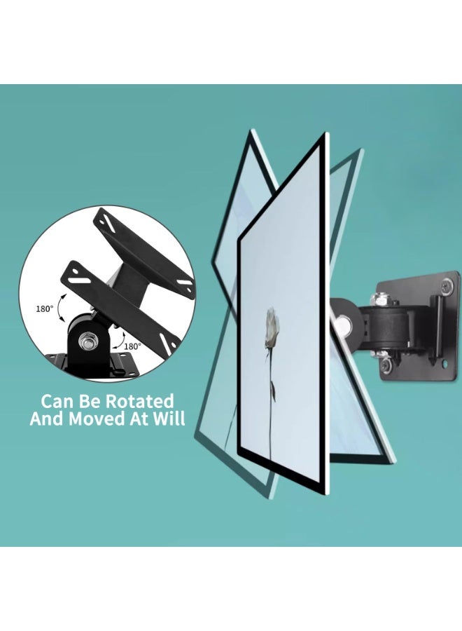 Aztech حامل تلفاز حائط مع دوران قابل للتعديل لمعظم شاشات LED LCD المسطحة من 14-24 بوصة، أقصى VESA 75x75mm إلى 100x100mm حتى 35 lbs/15kg، حامل تلفاز حائط أسود - Image 4