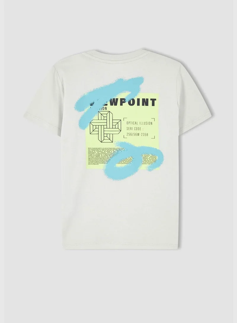 ديفاكتو Regular Fit Short Sleeve Slogan Print Back Print T-Shirt