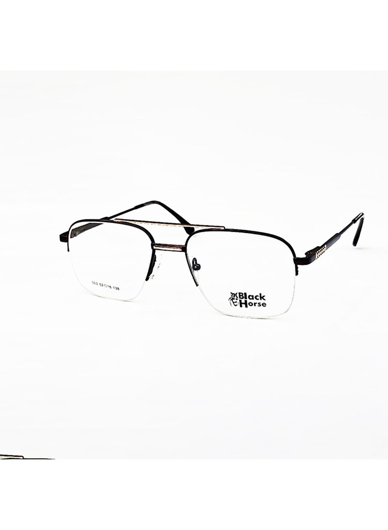 بلاك هورس نظارات بصرية معدنية بدون إطار للرجال - بنى أنيق - خفيفة الوزن - جسر مزدوج - تصميم كلاسيكي عصري - Image 1