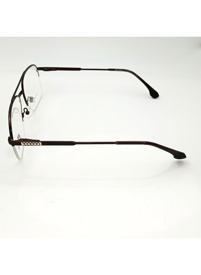 بلاك هورس نظارات بصرية معدنية بدون إطار للرجال - بنى أنيق - خفيفة الوزن - جسر مزدوج - تصميم كلاسيكي عصري - Image 3