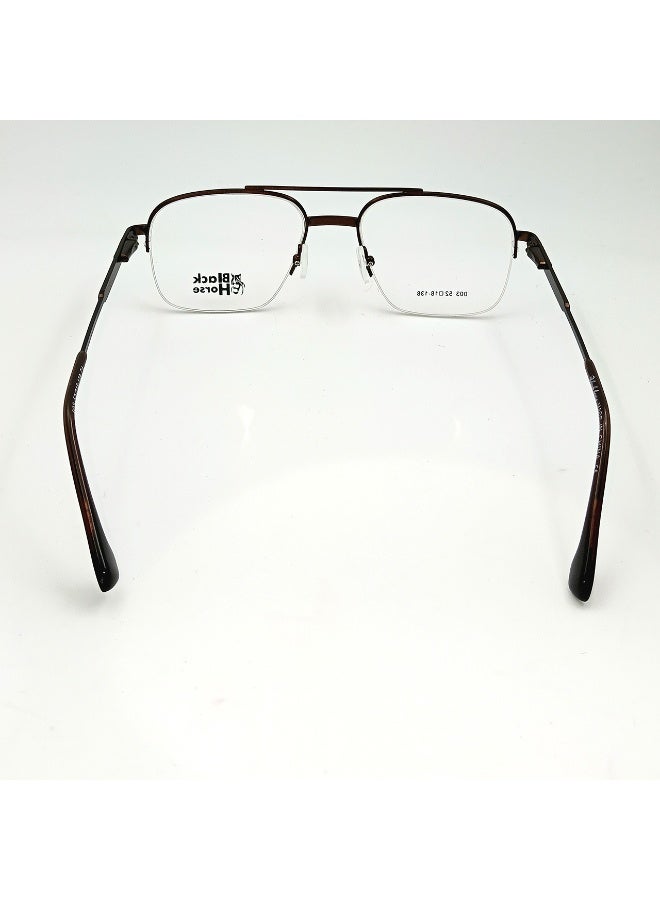 بلاك هورس نظارات بصرية معدنية بدون إطار للرجال - بنى أنيق - خفيفة الوزن - جسر مزدوج - تصميم كلاسيكي عصري - Image 4