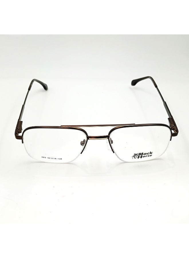 بلاك هورس نظارات بصرية معدنية بدون إطار للرجال - بنى أنيق - خفيفة الوزن - جسر مزدوج - تصميم كلاسيكي عصري - Image 2