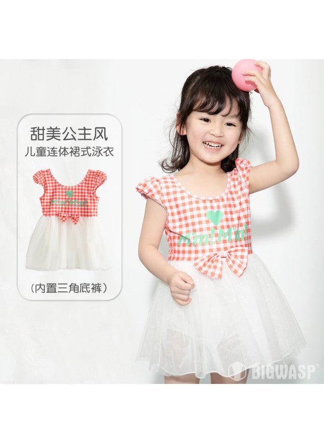 Bumblebee Girl's One-piece Swimsuit With Mesh Skirt, Hot Spring Triangle Style, Teen Vest Short Dress - Image 2