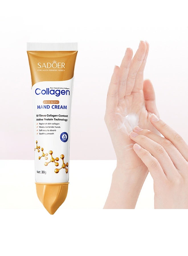 SADOER Collagen Anti-Aging Hand Cream, Nourishing Whitening Moisturizing Skin Care Cream, Fast Absorbing Anti Wrinkle Hand Cream, Smooth And Soft Skin Crack Repair Cream To Remove Wrinkles Darkness 30g  - Image 1