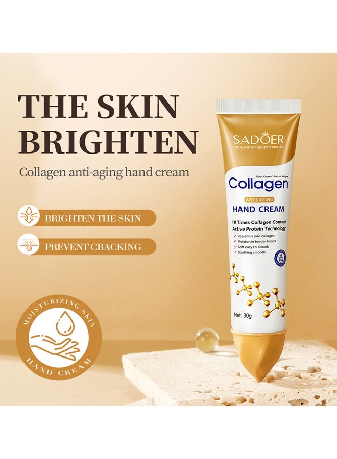 SADOER Collagen Anti-Aging Hand Cream, Nourishing Whitening Moisturizing Skin Care Cream, Fast Absorbing Anti Wrinkle Hand Cream, Smooth And Soft Skin Crack Repair Cream To Remove Wrinkles Darkness 30g  - Image 2