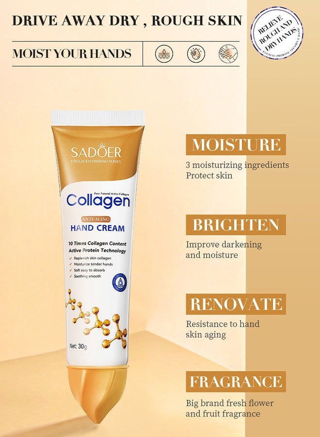 SADOER Collagen Anti-Aging Hand Cream, Nourishing Whitening Moisturizing Skin Care Cream, Fast Absorbing Anti Wrinkle Hand Cream, Smooth And Soft Skin Crack Repair Cream To Remove Wrinkles Darkness 30g  - Image 5