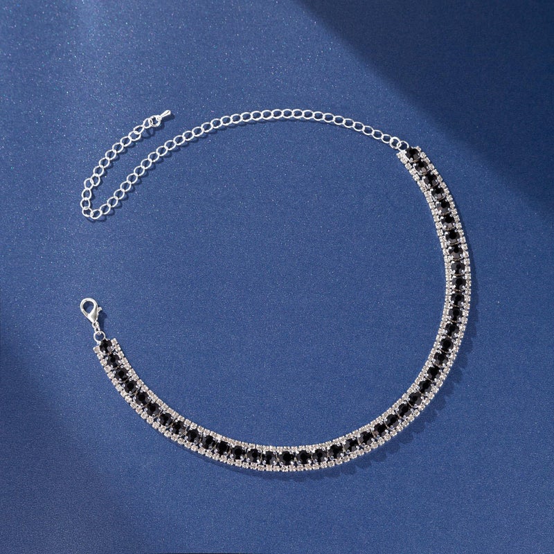Paxuan Women Rhinestone Crystal Jewelry Set Tennis Design Rhinestone Choker Necklace Link Bracelet Teardrop Earrings Set Wedding Bridal Bridesmaids Party - Image 4