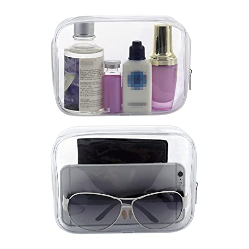 Homtable 5 Pack Clear Plastic Zippered Toiletry Carry Pouch TSA Approved Toiletry Bag Portable Cosmetic Makeup Bag for Vacation, Bathroom and Organizing (White, Small/Large) - Image 4
