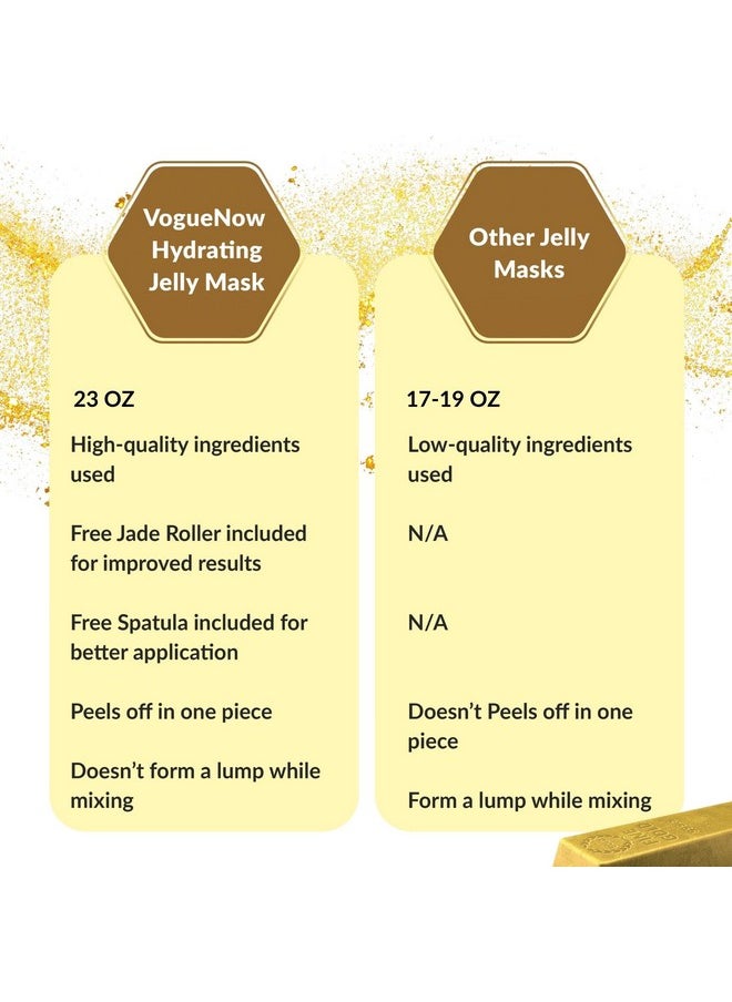 VogueNow - Jelly Face Mask For Facials 24K Gold Hydrating Brightening & Nourishing Jelly Mask With Free Jade Roller & Spatula Professional Hydrojelly Masks Vajacial Jelly Mask Powder 23 Oz Jar Face Mask - Image 1