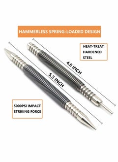 Excefore 2 Pcs Dual Head Nail Setter and Hinge Pin Punch Set, Hammerless 1/32″& 1/16″Spring Nail Set, 5000 PSI Striking Force Door Pin Removal Tool  - Image 3