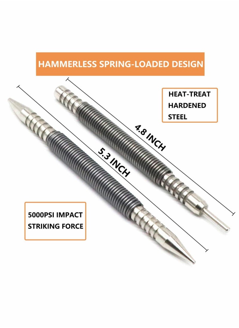 Excefore 2 Pcs Dual Head Nail Setter and Hinge Pin Punch Set, Hammerless 1/32″& 1/16″Spring Nail Set, 5000 PSI Striking Force Door Pin Removal Tool  - Image 3