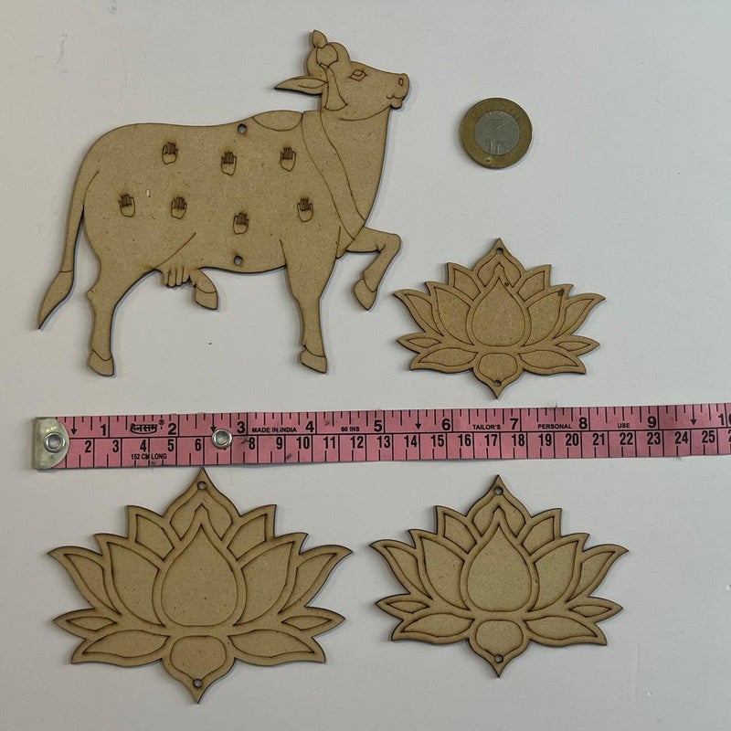 The brown box The brown box® Pichwai Painting MDF Cutouts,Pichwai Cow Cutouts,Art and Craft kit for Adults,Lotus Cutouts,Hobby kit,Wall Hanging Decor.  - Image 2