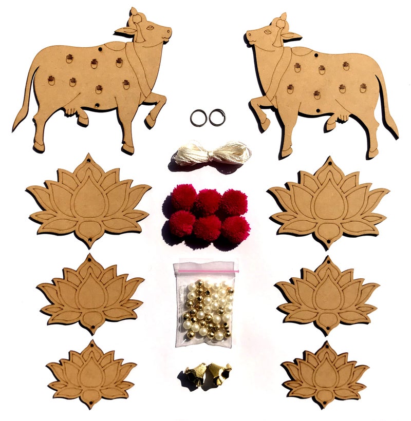 The brown box The brown box® Pichwai Painting MDF Cutouts,Pichwai Cow Cutouts,Art and Craft kit for Adults,Lotus Cutouts,Hobby kit,Wall Hanging Decor.  - Image 1