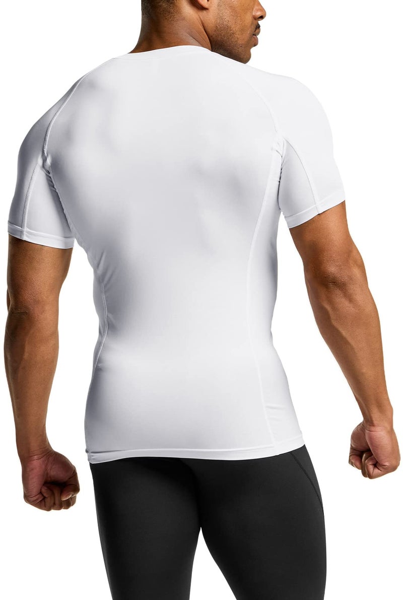 TSLA Men's UPF 50+ Quick Dry Short Sleeve Compression Shirts, Athletic Workout Shirt, Water Sports Rash Guard, Athletic Top Off White, Large - Image 2