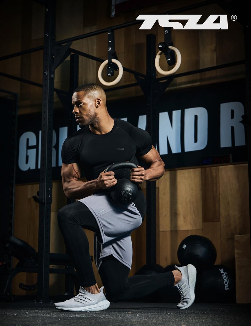 TSLA Men's UPF 50+ Quick Dry Short Sleeve Compression Shirts, Athletic Workout Shirt, Water Sports Rash Guard, Athletic Top Off White, Large - Image 5