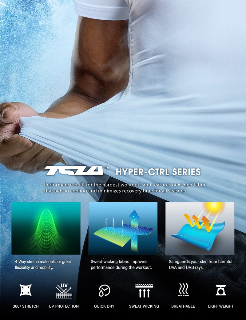 TSLA Men's UPF 50+ Quick Dry Short Sleeve Compression Shirts, Athletic Workout Shirt, Water Sports Rash Guard, Athletic Top Off White, Large - Image 4