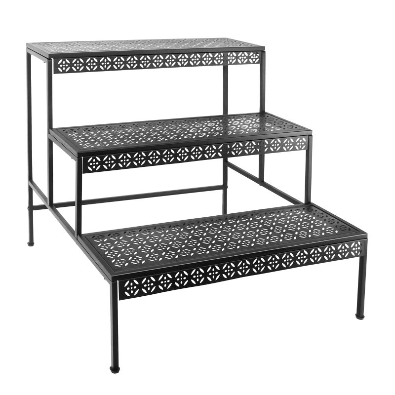Meyoppm 3 Tier Metal Plant Stand, Ladder Flower Pot Holder Plant Stands, Tiered Plant Stand Outdoor Storage Organizer Rack for Home Garden Patio Balcony - Image 1