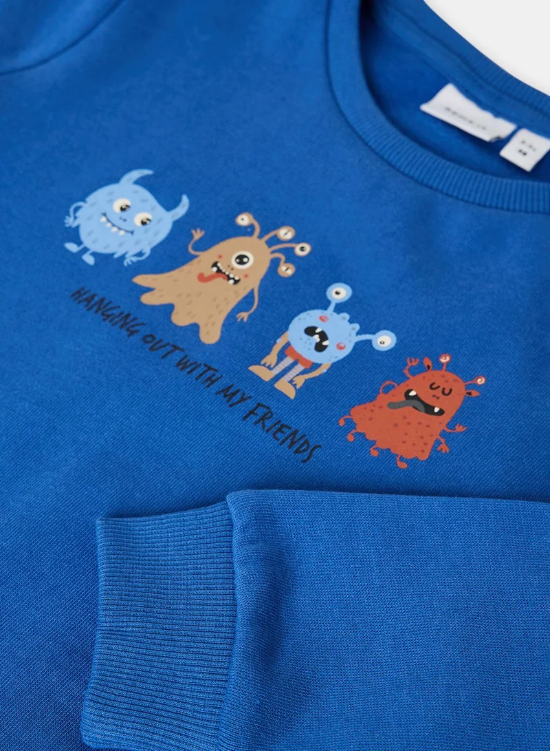 NAME IT Kids Graphic Round Neck Sweatshirt