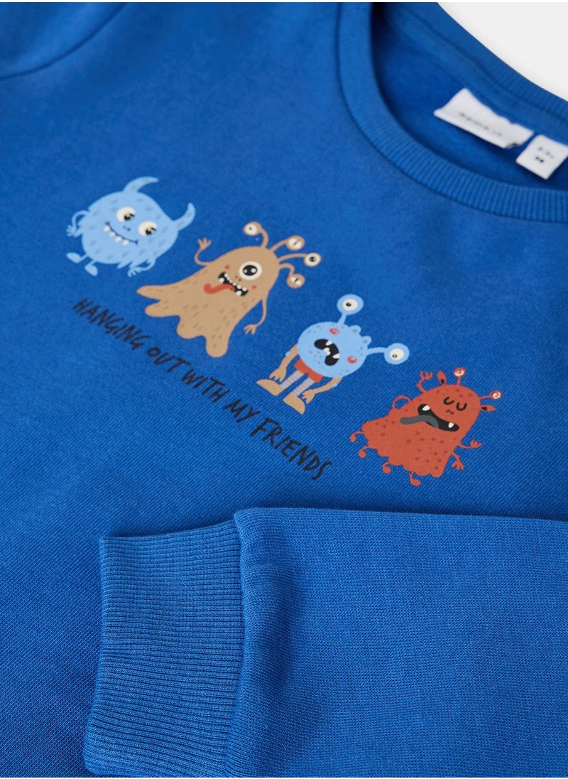 NAME IT - Kids Graphic Round Neck Sweatshirt - Image 1