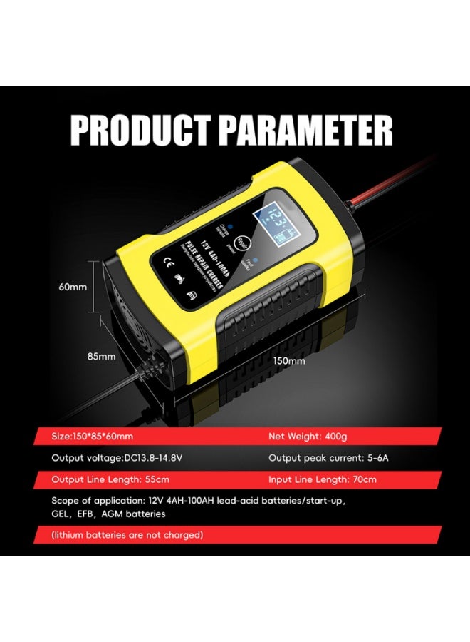 WinCheer 12V 7A Automotive Battery Charger with Color Digital Display LED, Portable Smart Battery Maintainer, Fast Automobile Charging Repair Lead Acid Storage Charger for Car Truck Motorcycle Boat Lawn Mower - Image 5