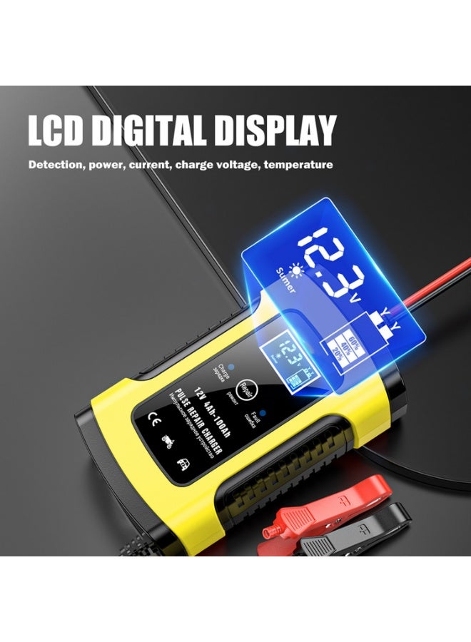 WinCheer 12V 7A Automotive Battery Charger with Color Digital Display LED, Portable Smart Battery Maintainer, Fast Automobile Charging Repair Lead Acid Storage Charger for Car Truck Motorcycle Boat Lawn Mower - Image 3