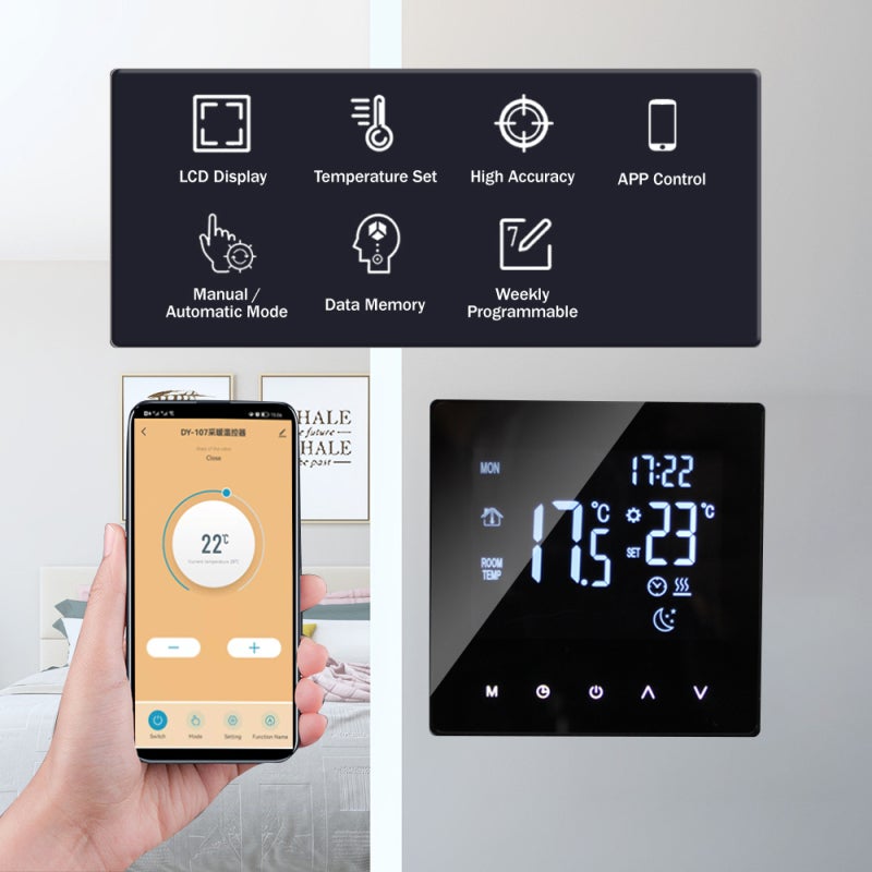 Smart Thermostat Black: Wifi Temperature Controller - Weekly Programmable 1℃ Accurate Touch Screen Lcd Display for Home Industrial Commercial Water Heating Devices - Image 2