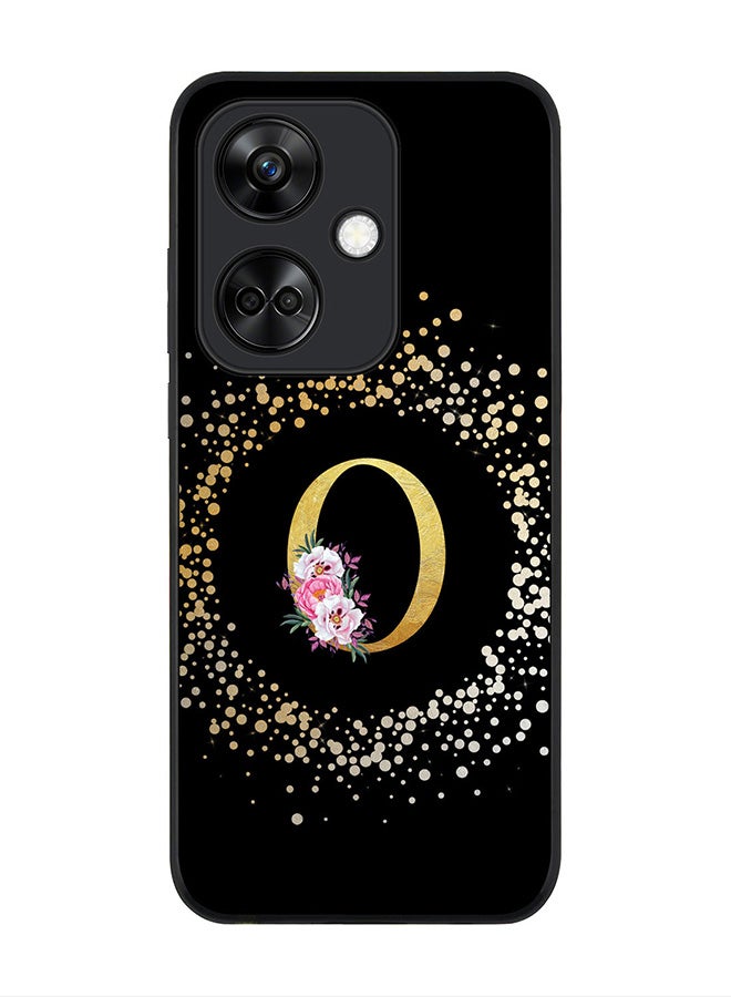 Stylizedd Rugged Black Edge case for OnePlus Nord CE3 / Oppo K11, Slim fit Flexible   Custom Monogram Initial Letter Floral Pattern Alphabet - O (Black) - Image 1